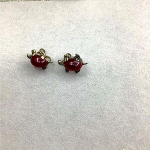 Vintage Red Jelly Turtle screw back earrings